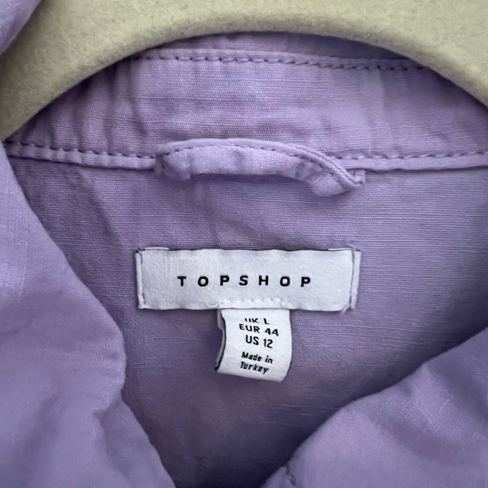 Topshop Lilac Oversized Utility Short Sleeve Shirt Size 12 - Picture 7 of 8